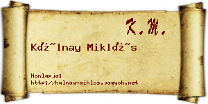 Kálnay Miklós névjegykártya